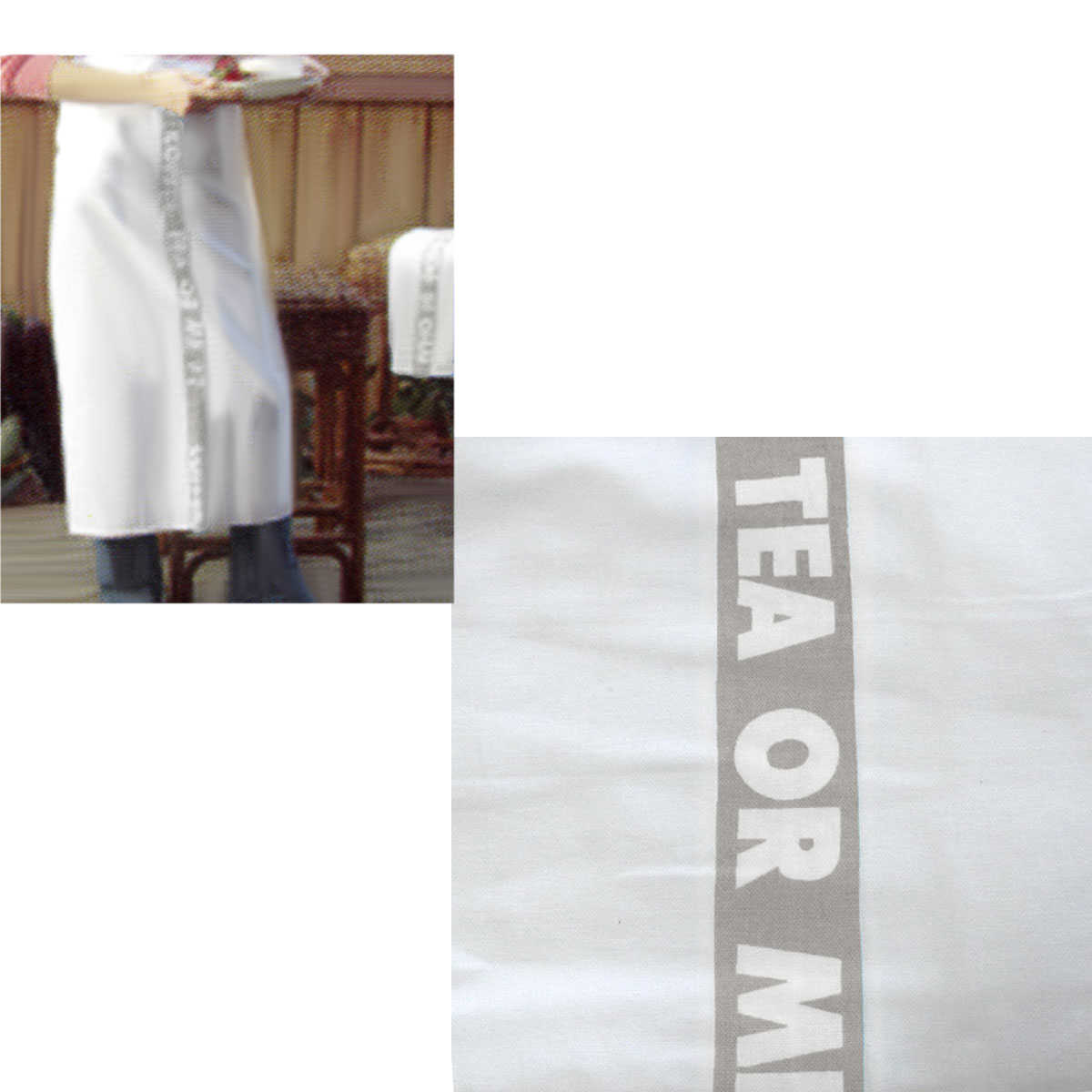 Coffee Tea or Me Taupe White Master Chef Half Cotton Apron 86 X 96 Cm