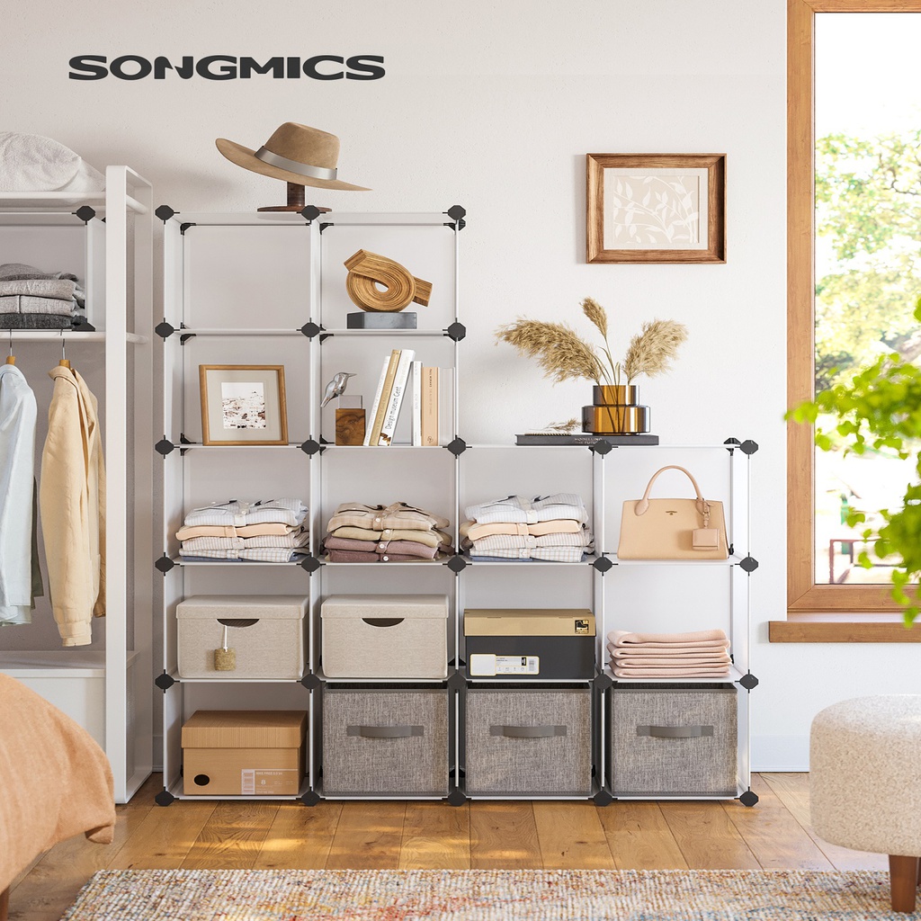 Songmics 16 Cube Storage Organizer Storage With Rubber Mallet White