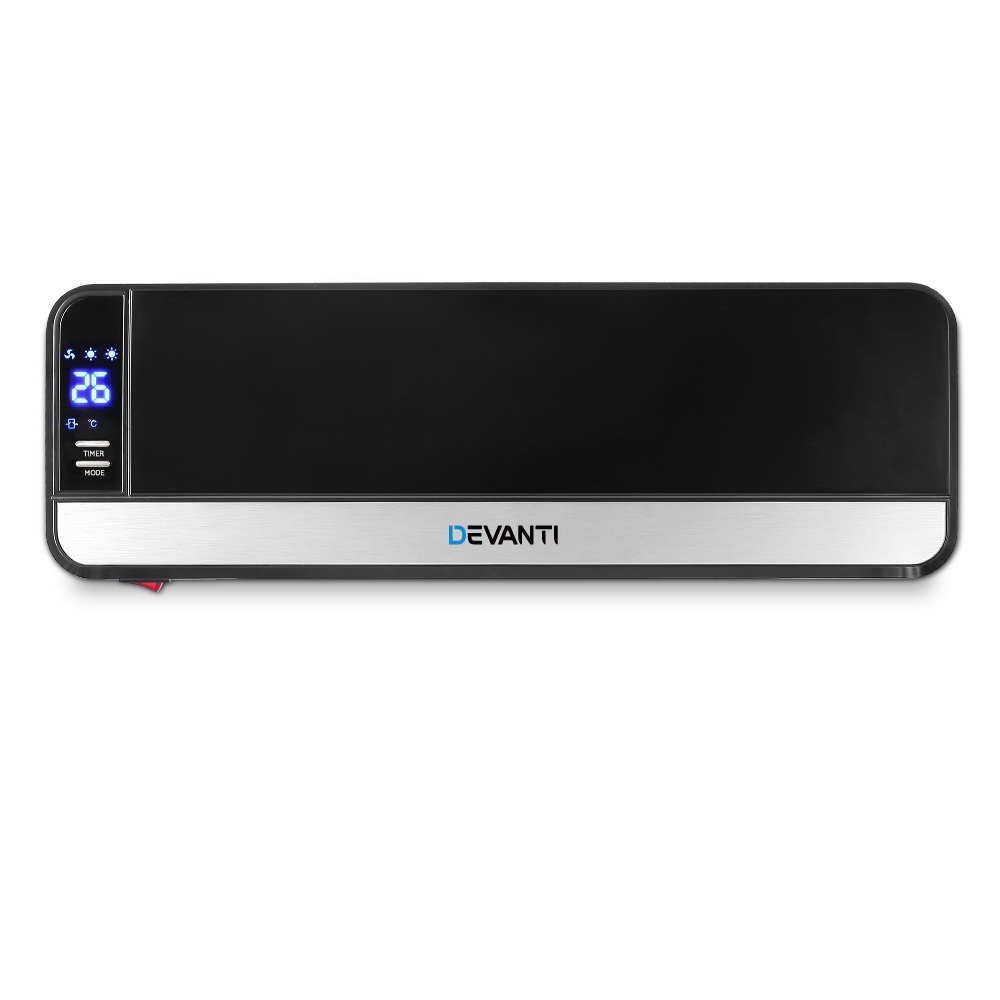 Devanti 2000w Wall Mounted Panel Heater Black | Qubyk UK