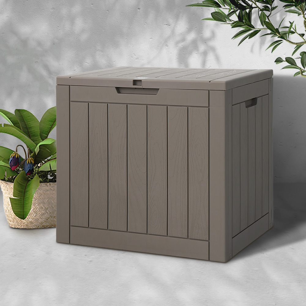 Gardeon Outdoor Storage Box 118l Container Lockable Indoor Garden Toy Tool Shed Grey