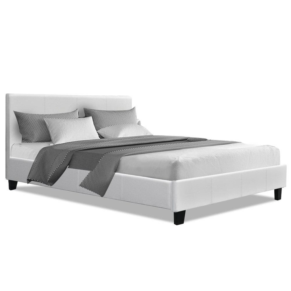 Artiss Neo Pu Leather Bed Frame White Double Qubyk USA